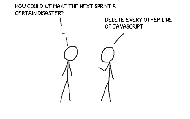 This is why I like compiled languages. delete every other line of Javascript